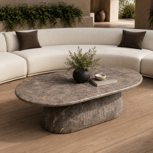 Ararat  Modern Faux Marble Concrete Coffee Table