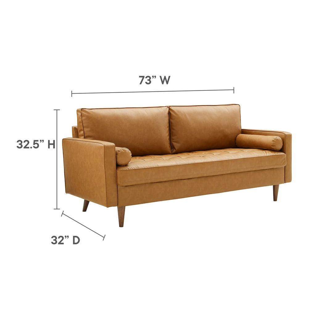 Valour Tufted Vegan Leather Sofa Tan