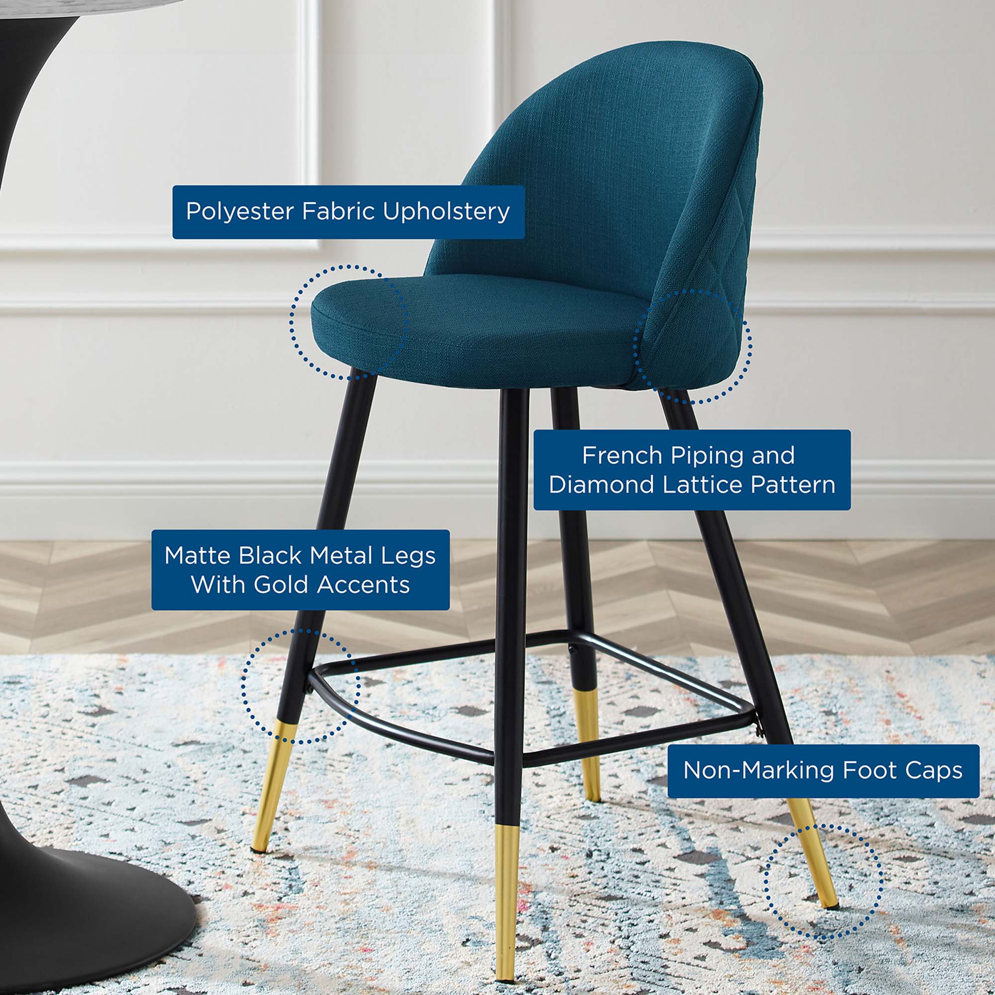 Cordial Fabric Counter Stools Set of 2