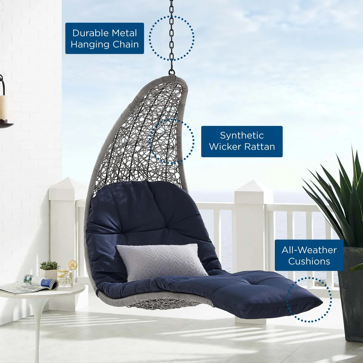 Landscape Outdoor Patio Hanging Chaise Lounge