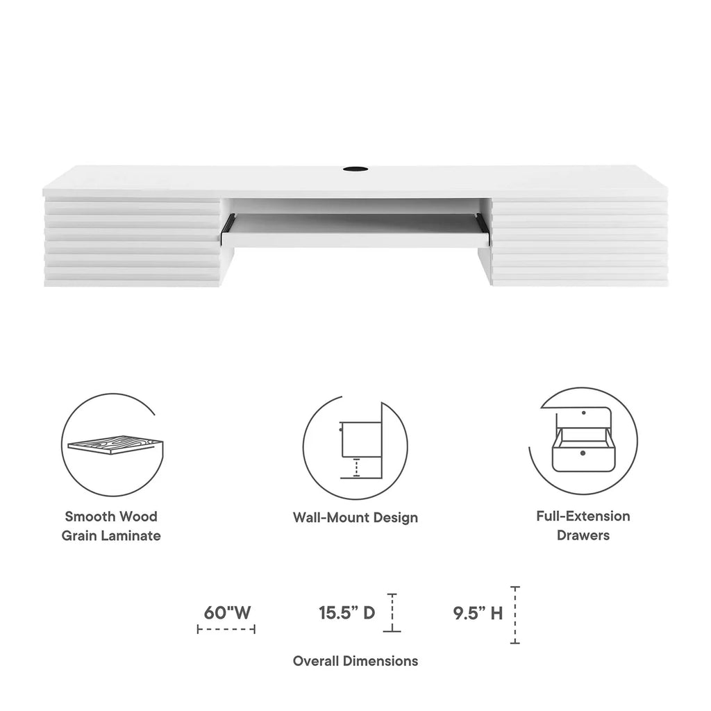 Render Wall Mount Wood Office Desk