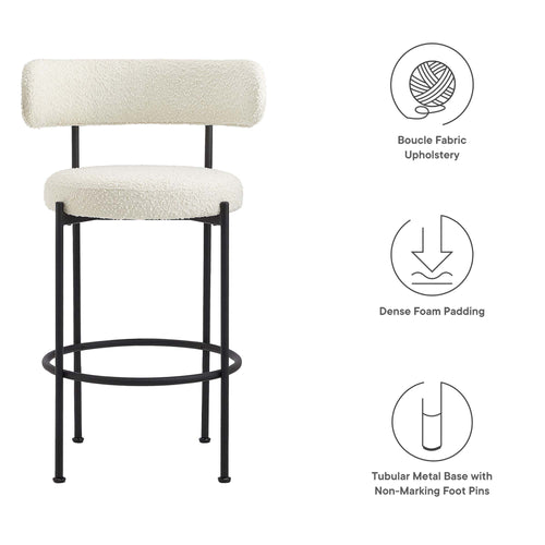 Albie Boucle Fabric Bar Stools Set of 2