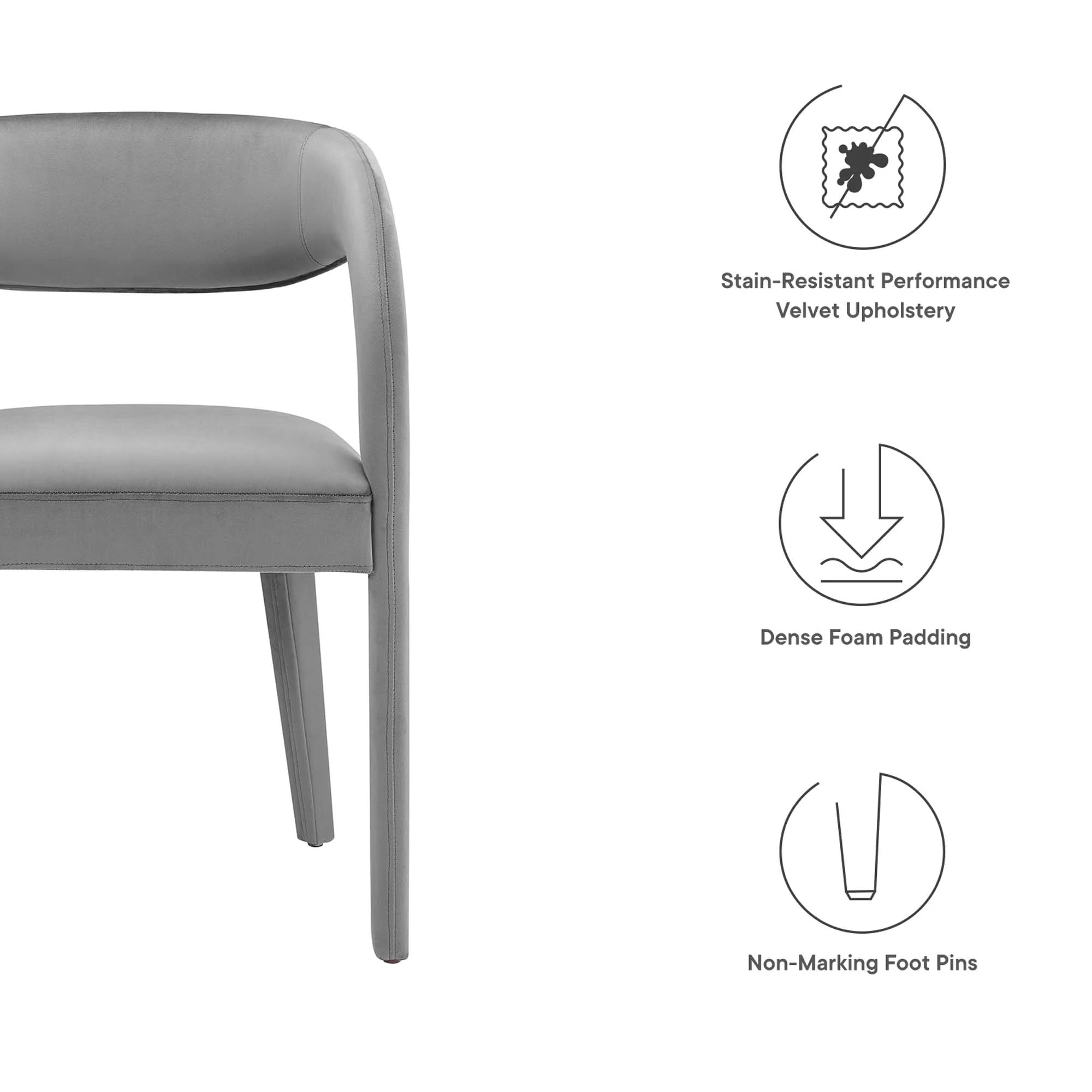 Pinnacle Performance Velvet Dining Chair Set of 2