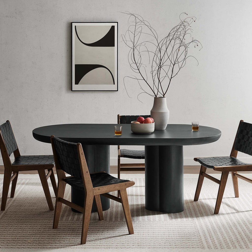 Mesa de comedor ovalada de hormigón Caspian de 183 cm