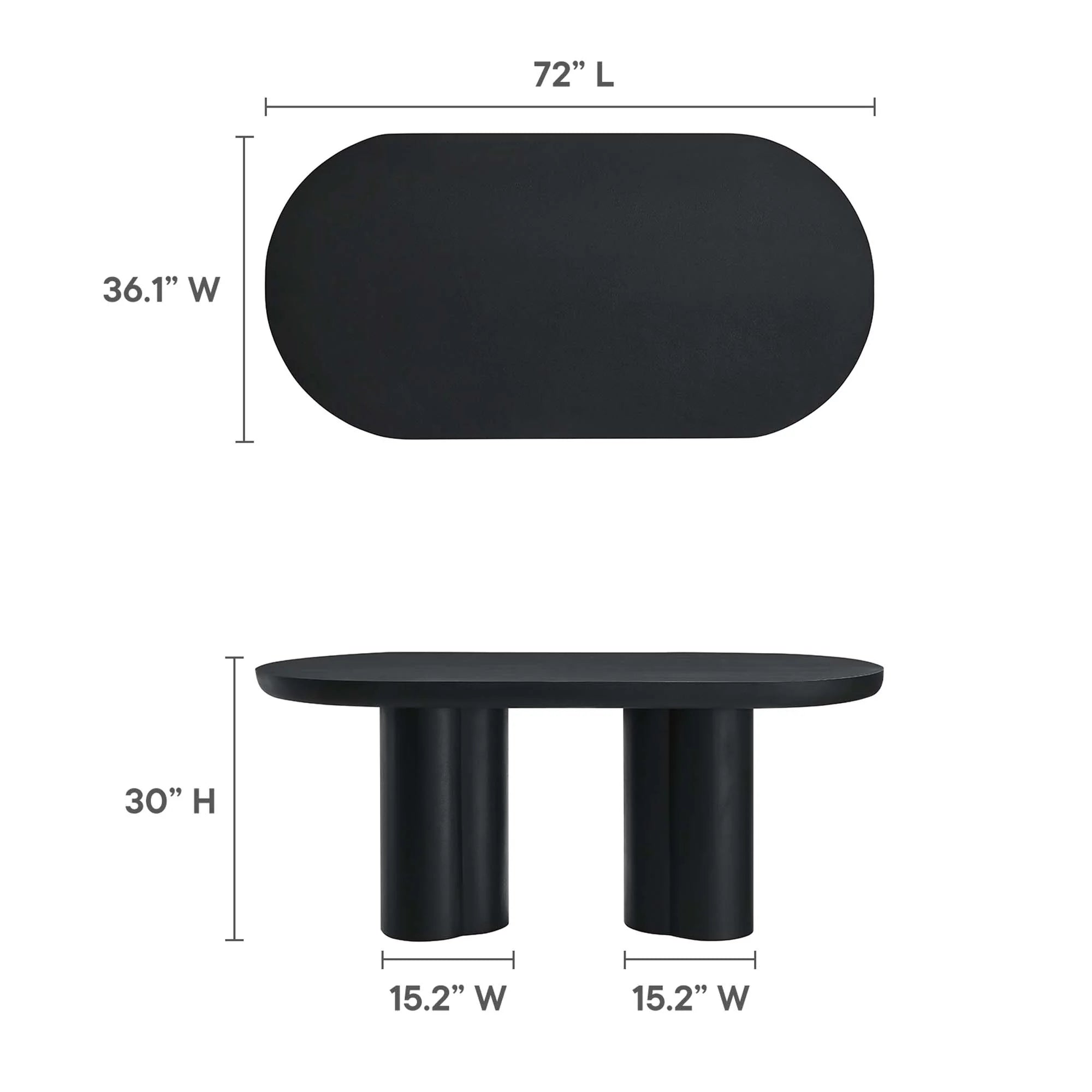 Mesa de comedor ovalada de hormigón Caspian de 183 cm