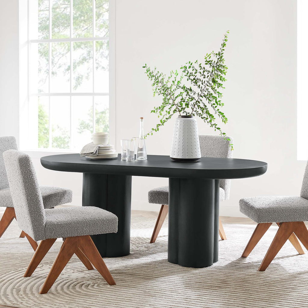 Mesa de comedor ovalada de hormigón Caspian de 183 cm