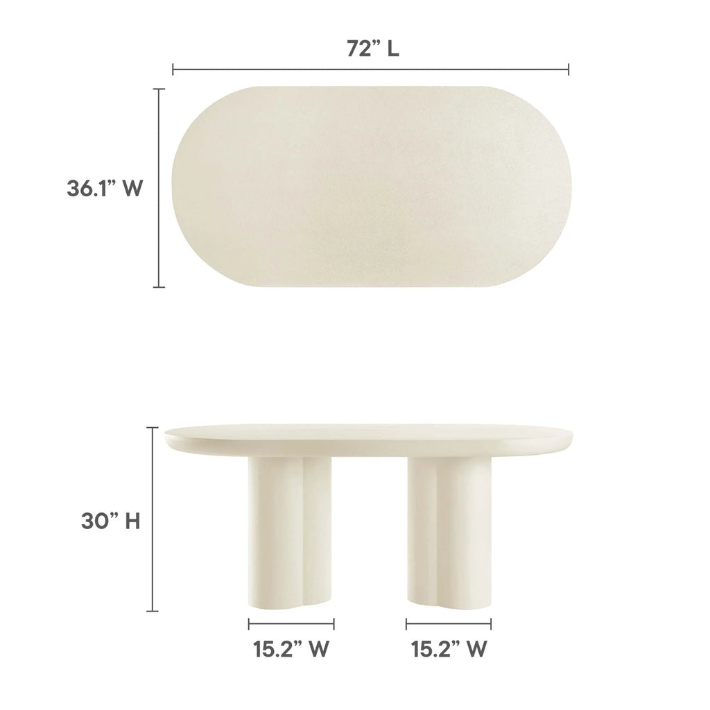 Mesa de comedor ovalada de hormigón Caspian de 183 cm