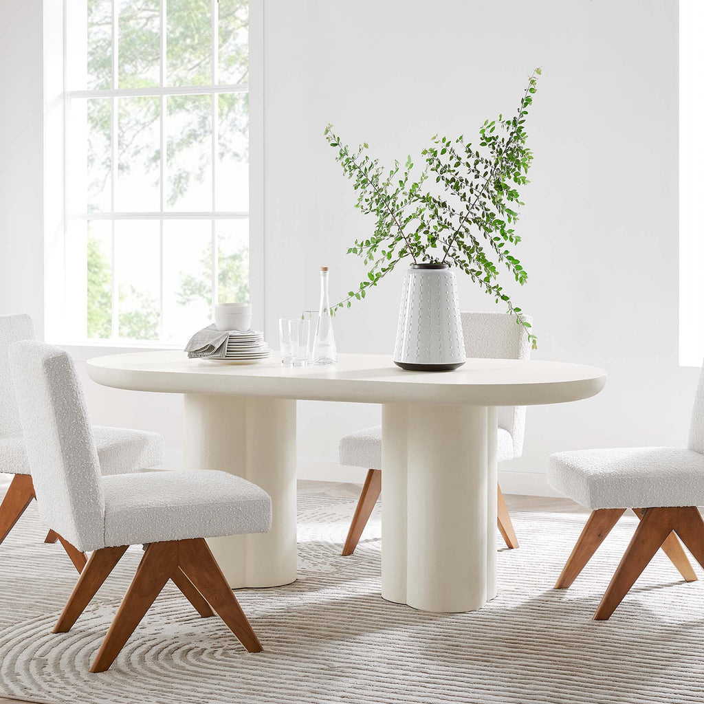 Mesa de comedor ovalada de hormigón Caspian de 183 cm