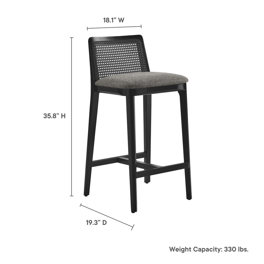 Monarch Wood and Rattan Counter Stool