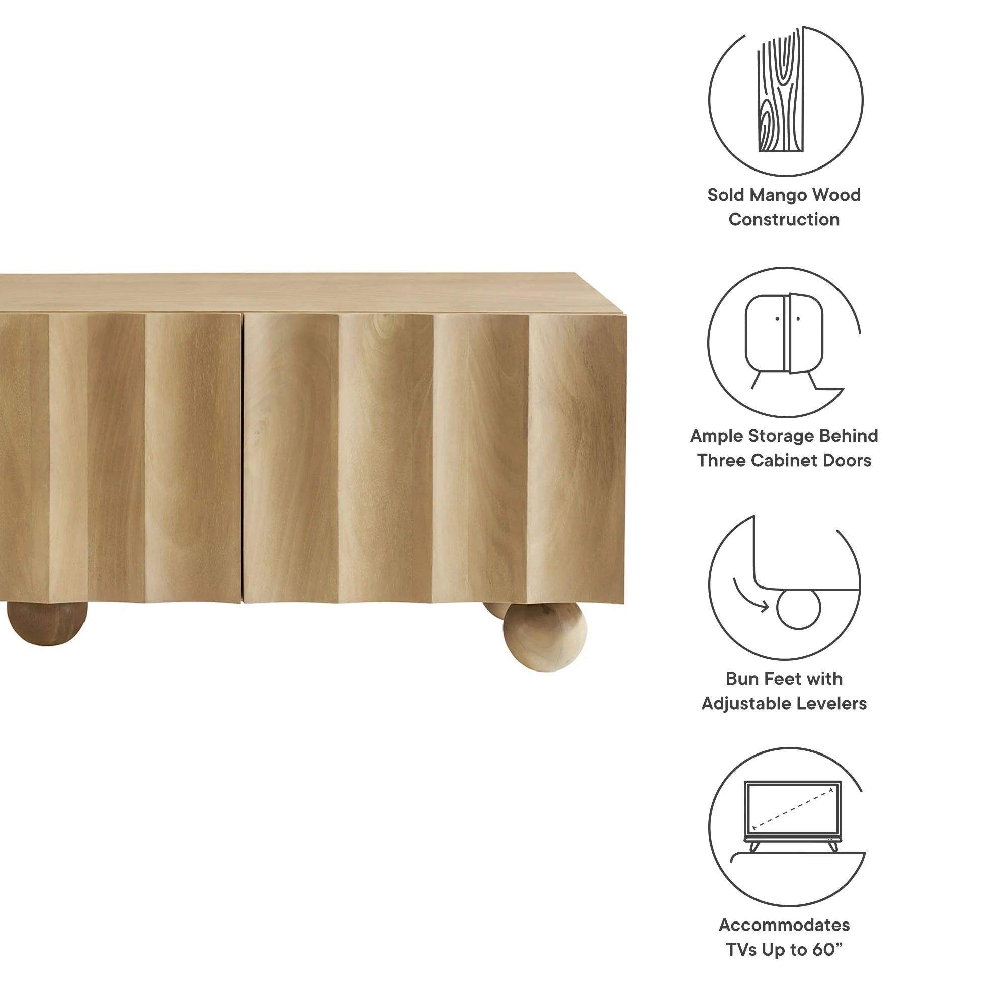 Sorren Scalloped Wood TV Stand