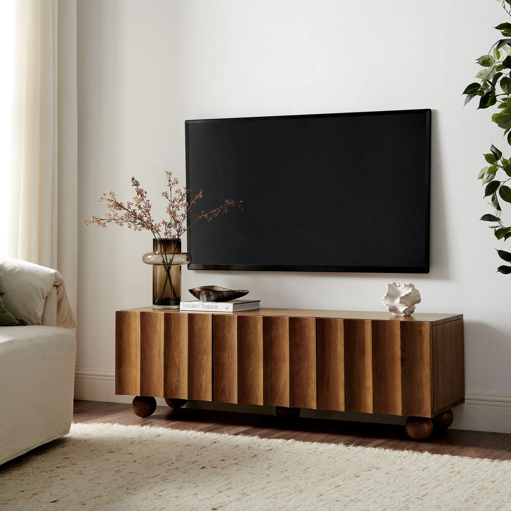 Sorren Scalloped Wood TV Stand