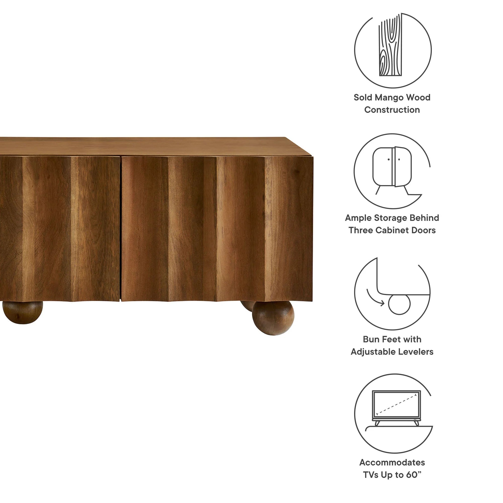 Sorren Scalloped Wood TV Stand
