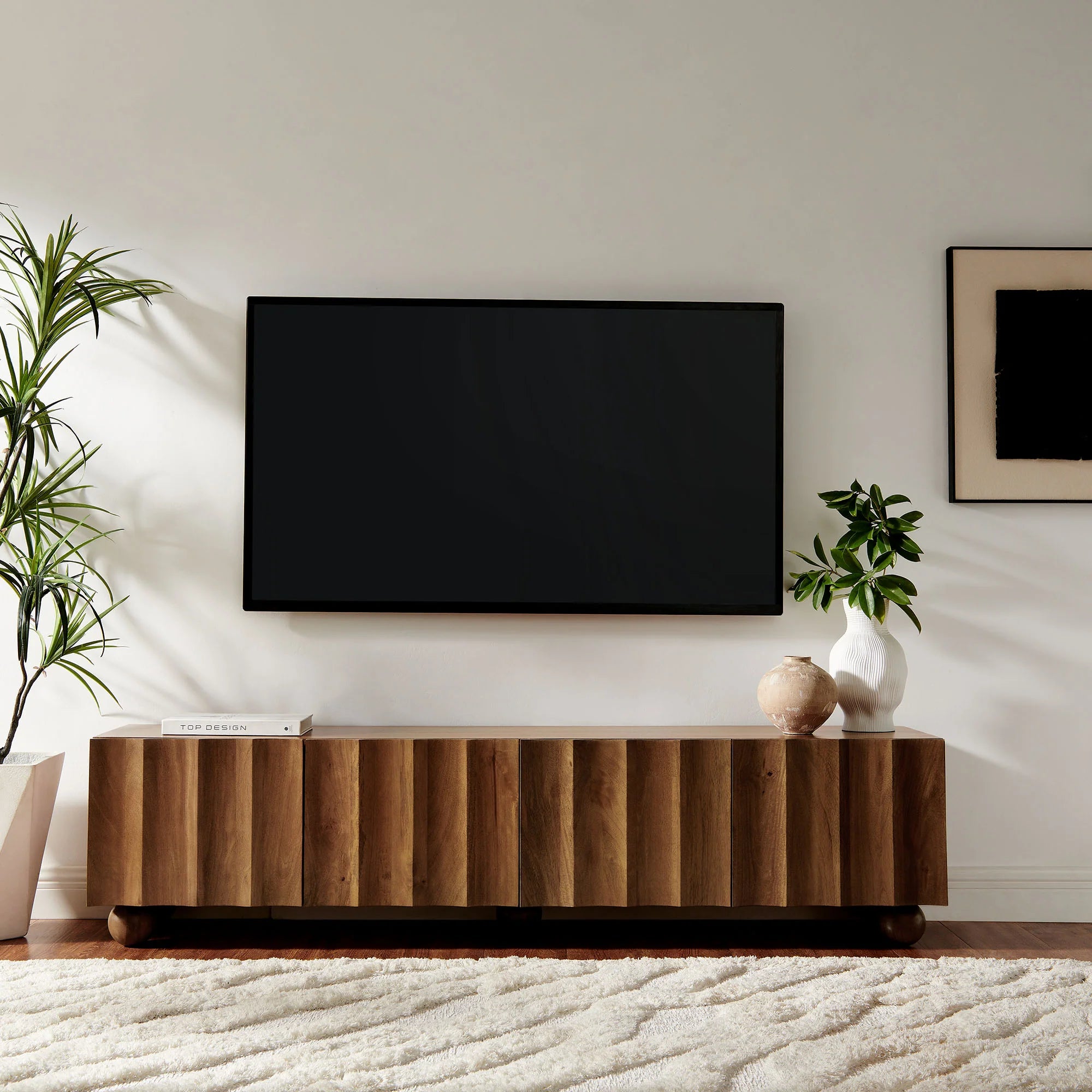 Sorren Scalloped Wood TV Stand