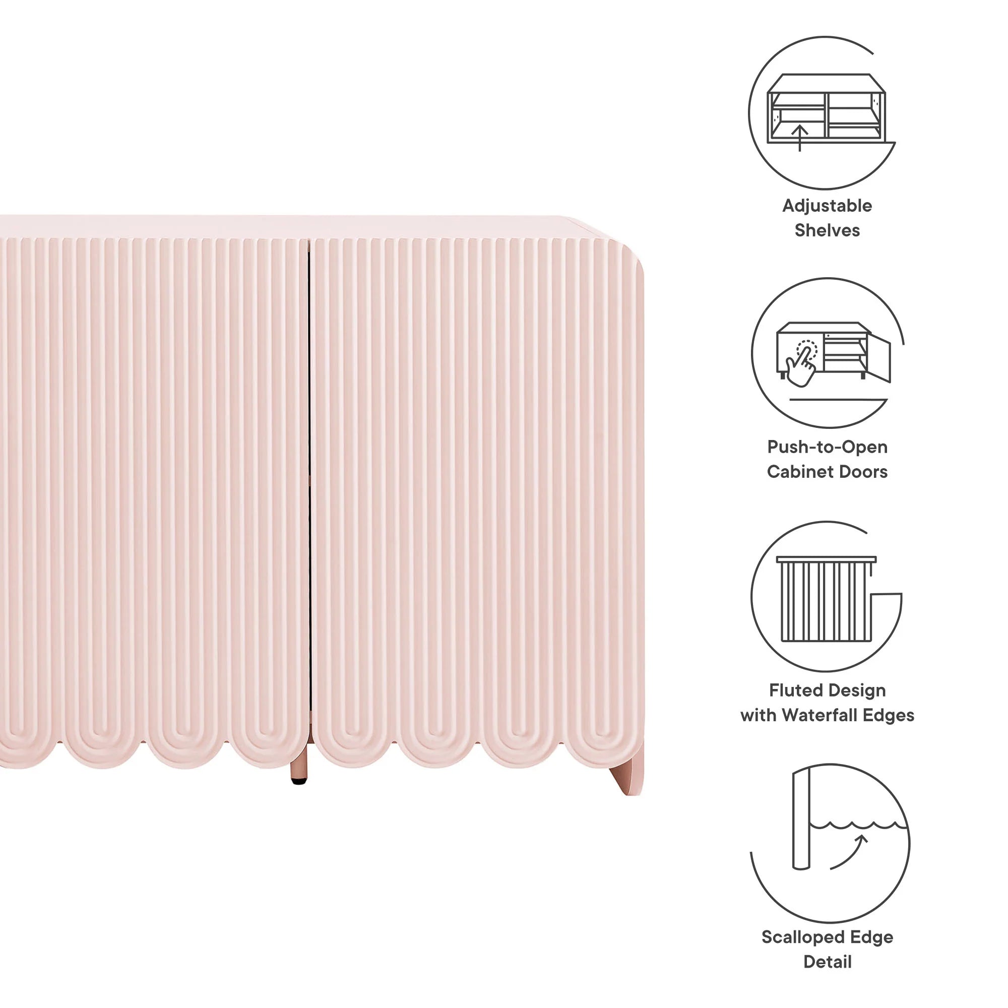 Dahlia Fluted and Scalloped Sideboard Storage Cabinet