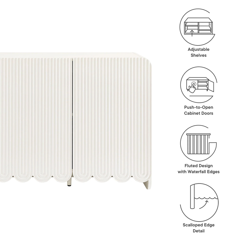Dahlia Fluted and Scalloped Sideboard Storage Cabinet