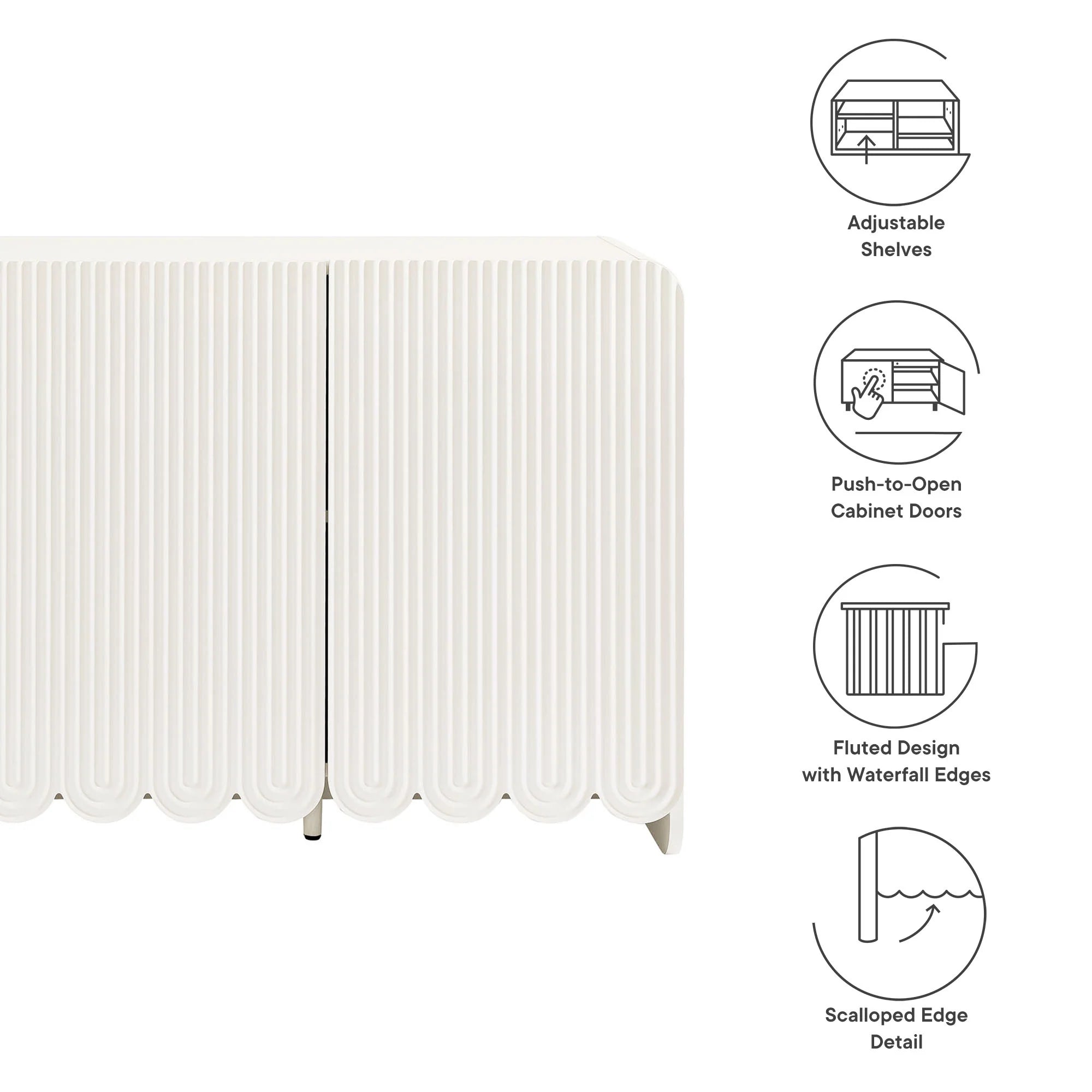 Dahlia Fluted and Scalloped Sideboard Storage Cabinet