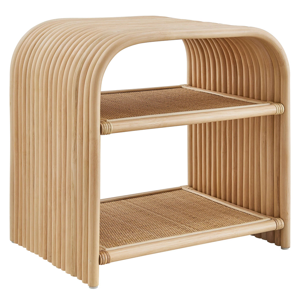 Eve Curved Natural Rattan Side Table