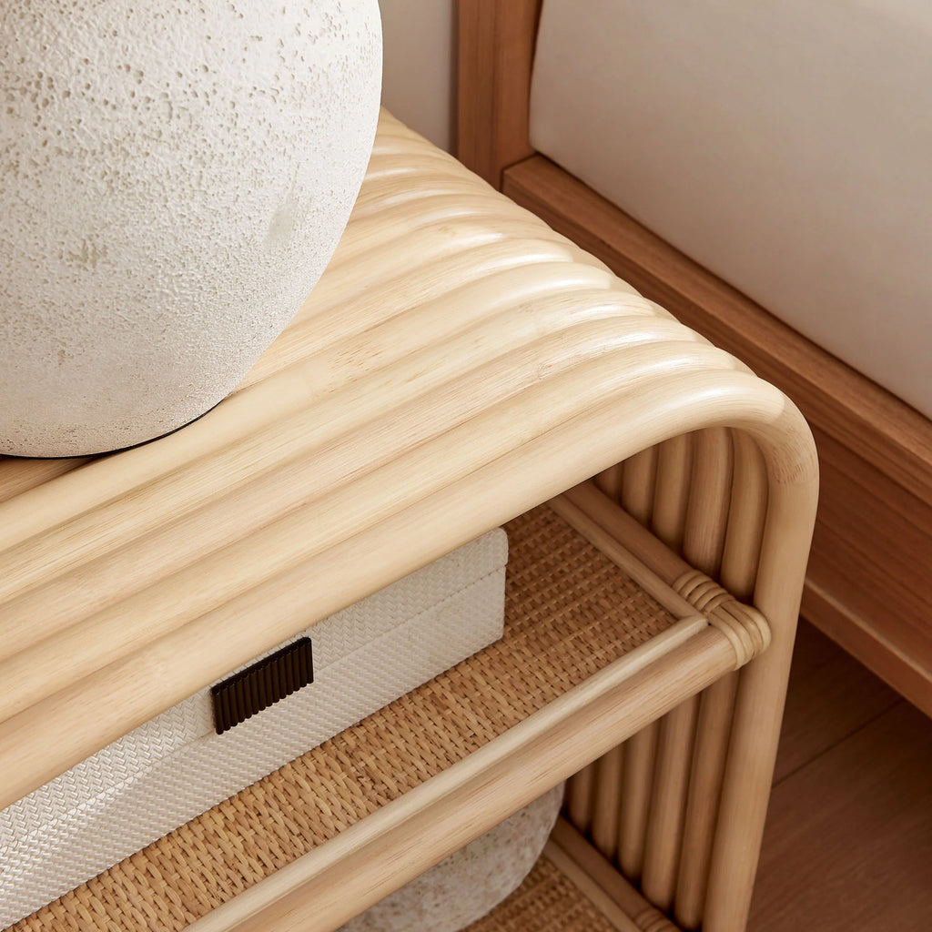 Eve Curved Natural Rattan Side Table