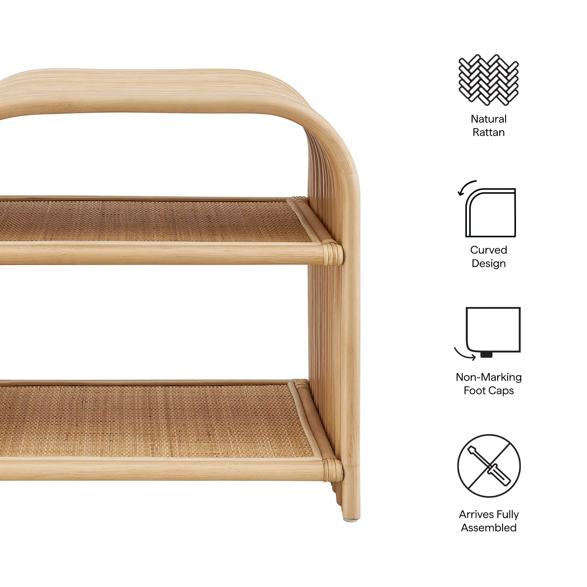 Eve Curved Natural Rattan Side Table