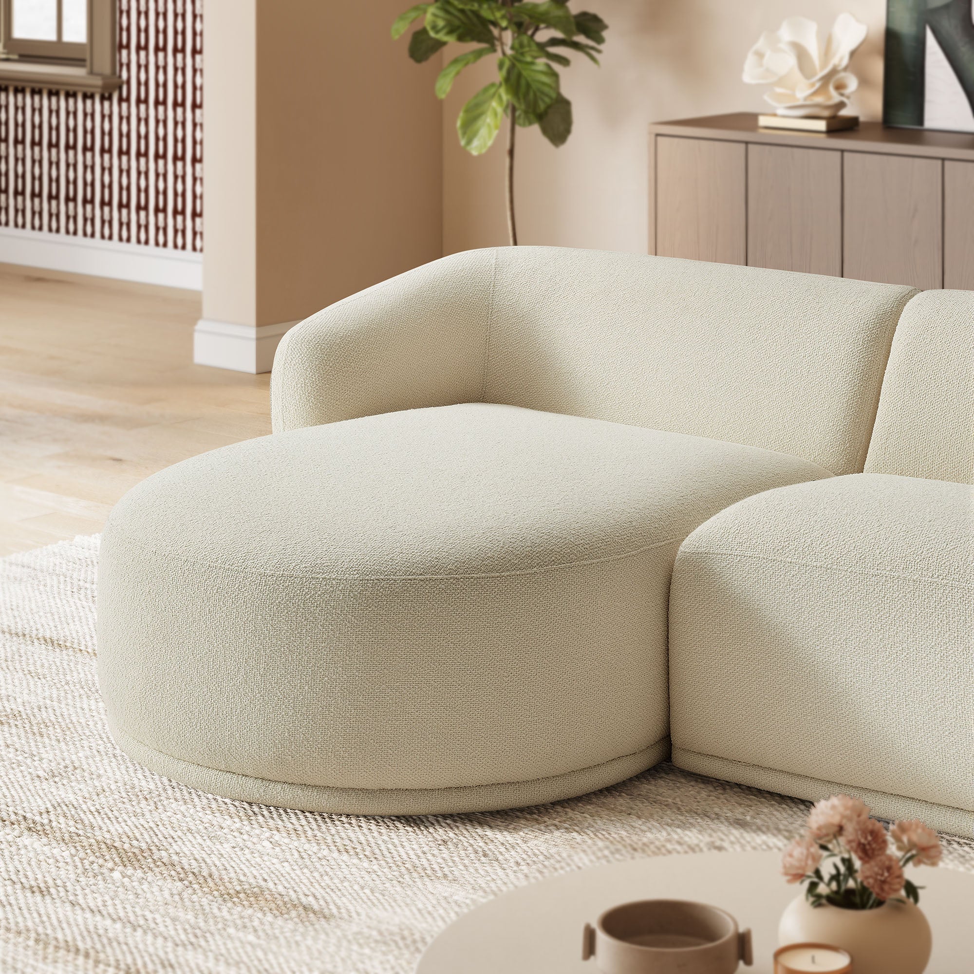 Monica Boucle Fabric Modular Sofa with Chaise
