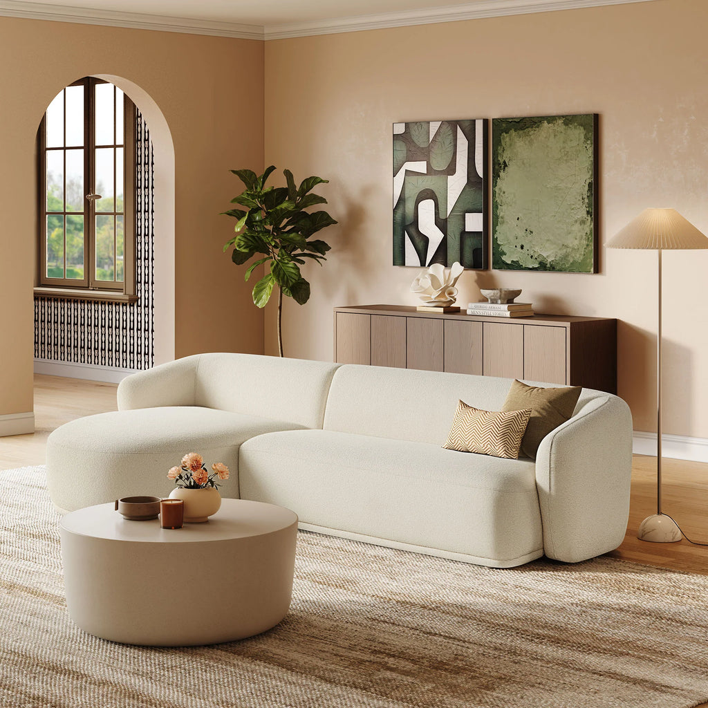 Monica Boucle Fabric Modular Sofa with Chaise