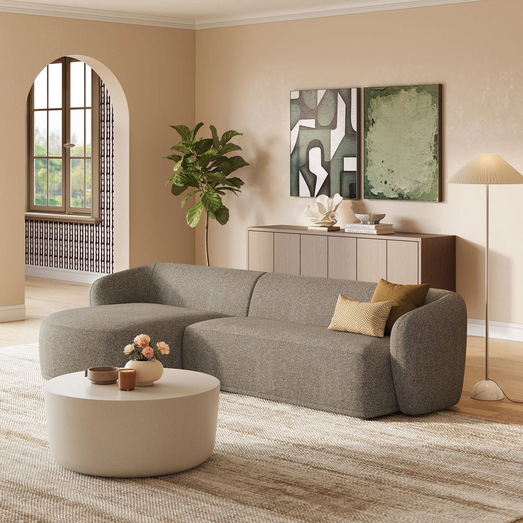 Monica Boucle Fabric Modular Sofa with Chaise