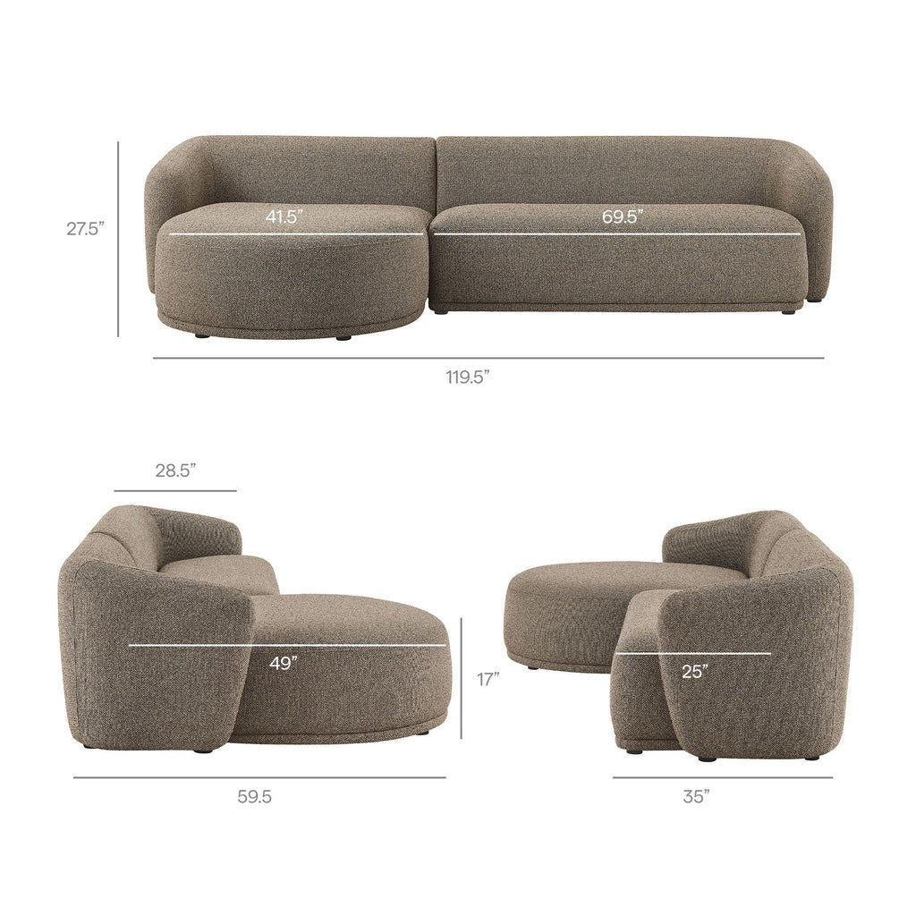 Monica Boucle Fabric Modular Sofa with Chaise