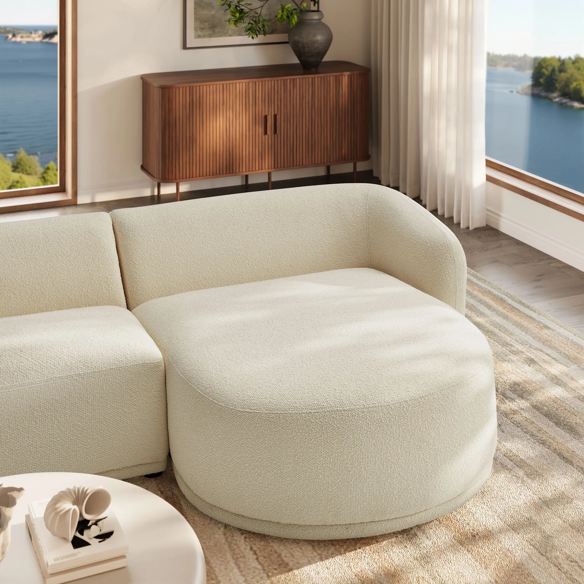Monica Boucle Fabric Modular Sofa with Chaise