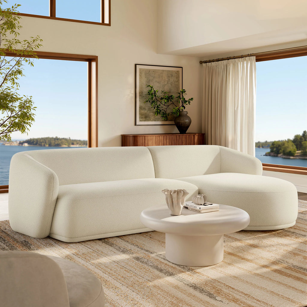 Monica Boucle Fabric Modular Sofa with Chaise