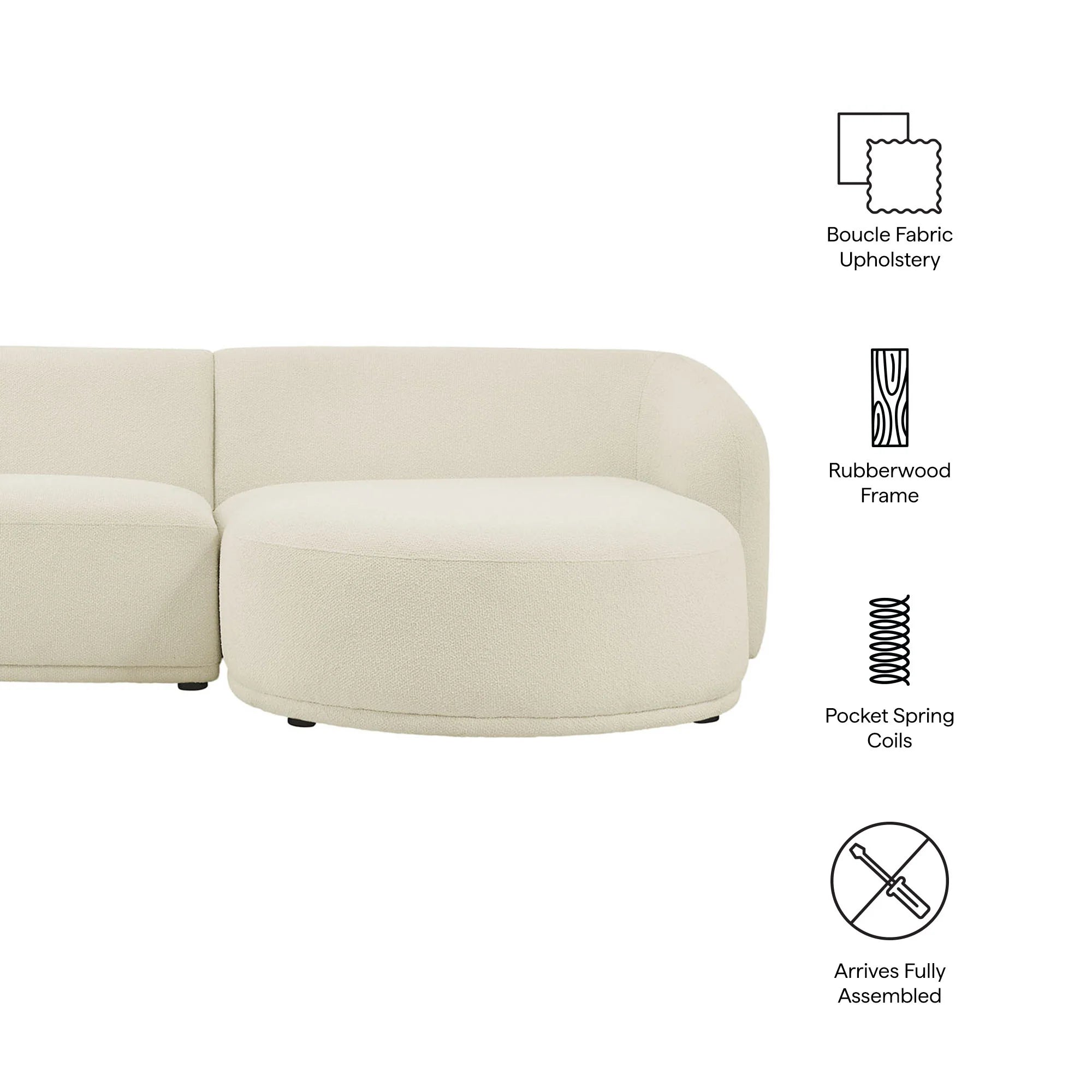 Monica Boucle Fabric Modular Sofa with Chaise