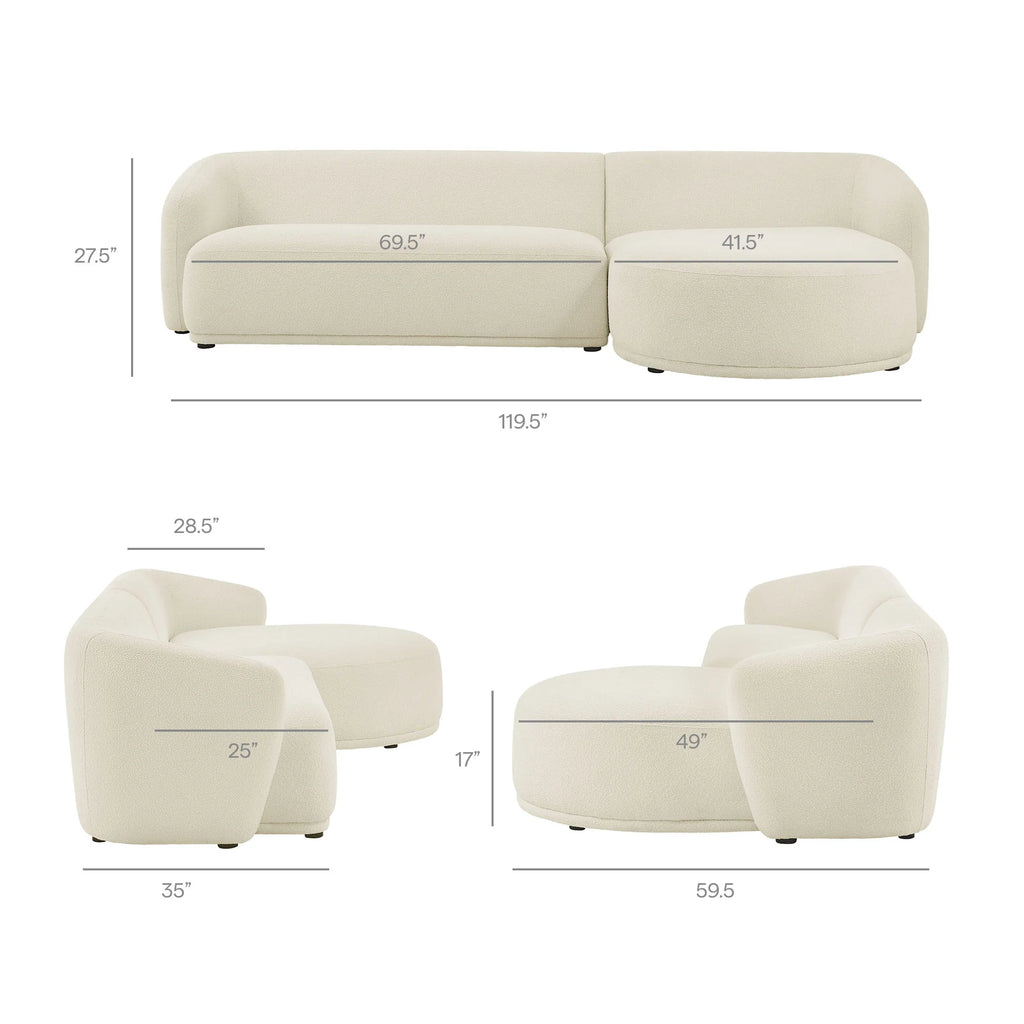 Monica Boucle Fabric Modular Sofa with Chaise