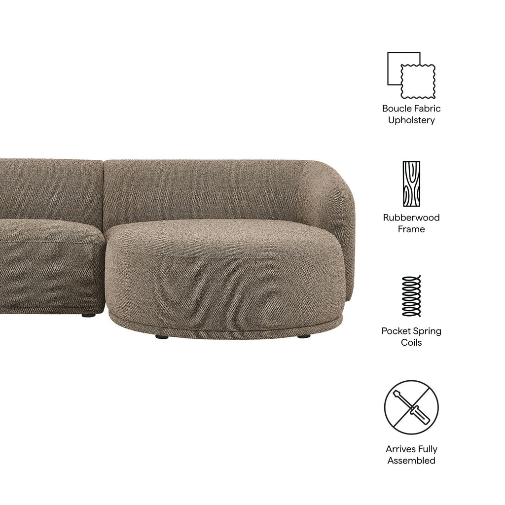 Monica Boucle Fabric Modular Sofa with Chaise