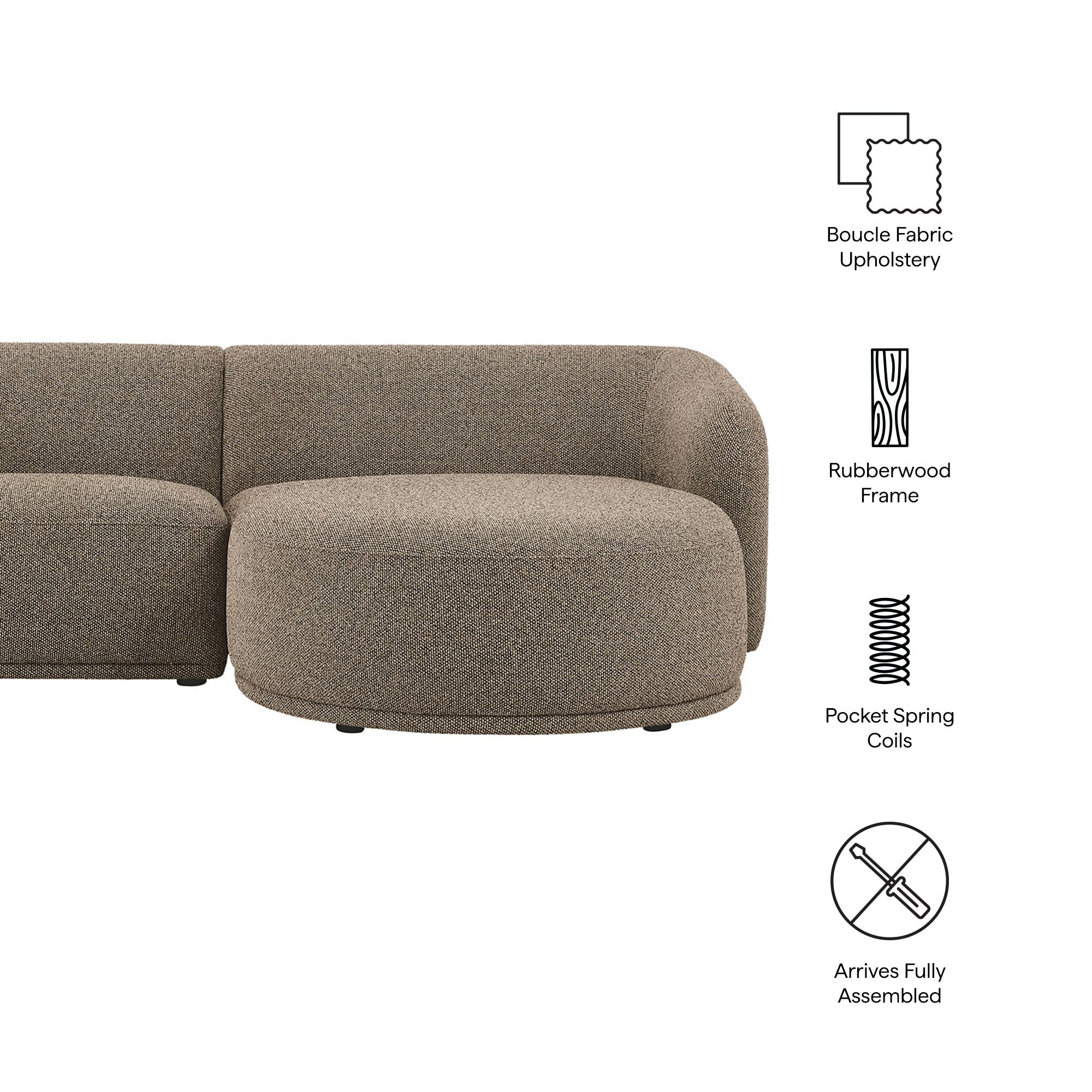 Monica Boucle Fabric Modular Sofa with Chaise