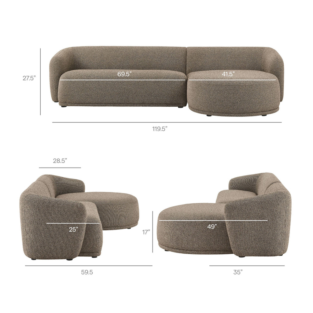 Monica Boucle Fabric Modular Sofa with Chaise