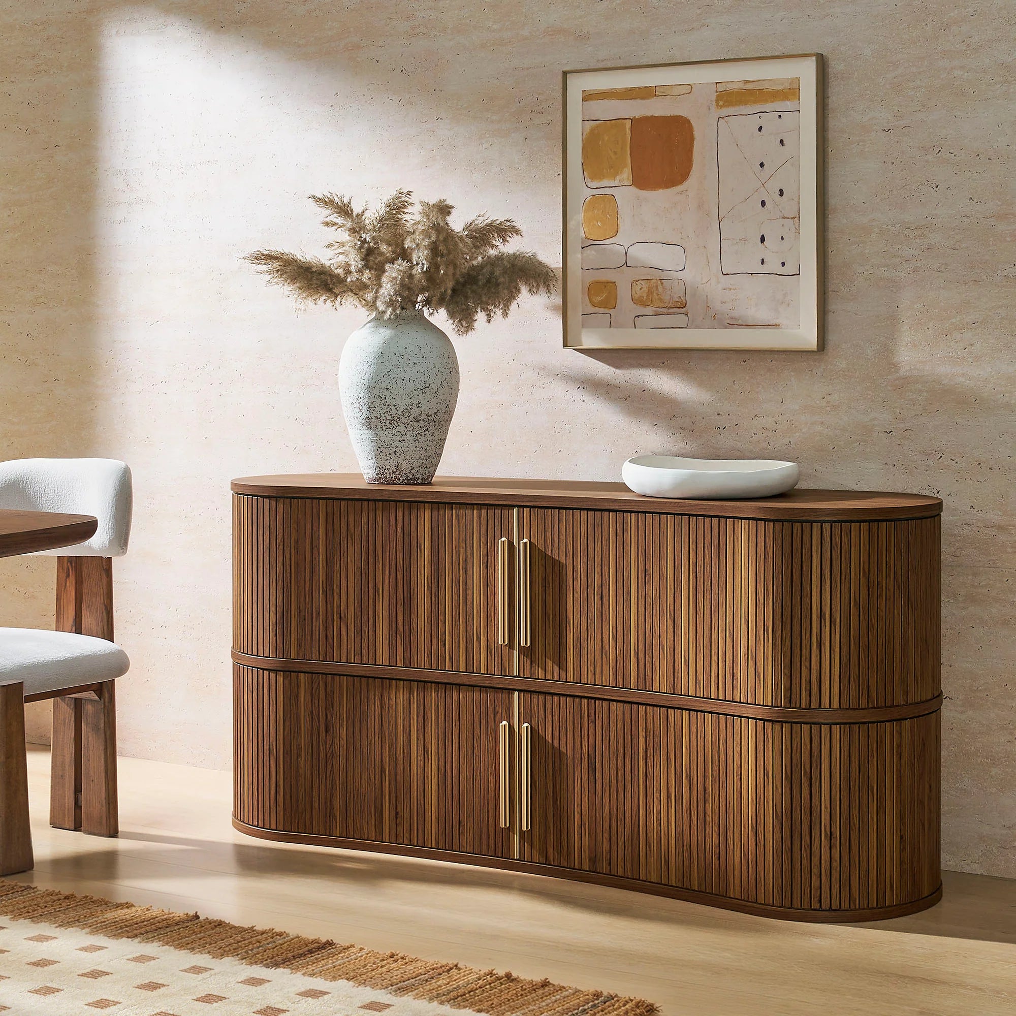 Radcliffe 63" Curved Fluted Sideboard Buffet Cabinet