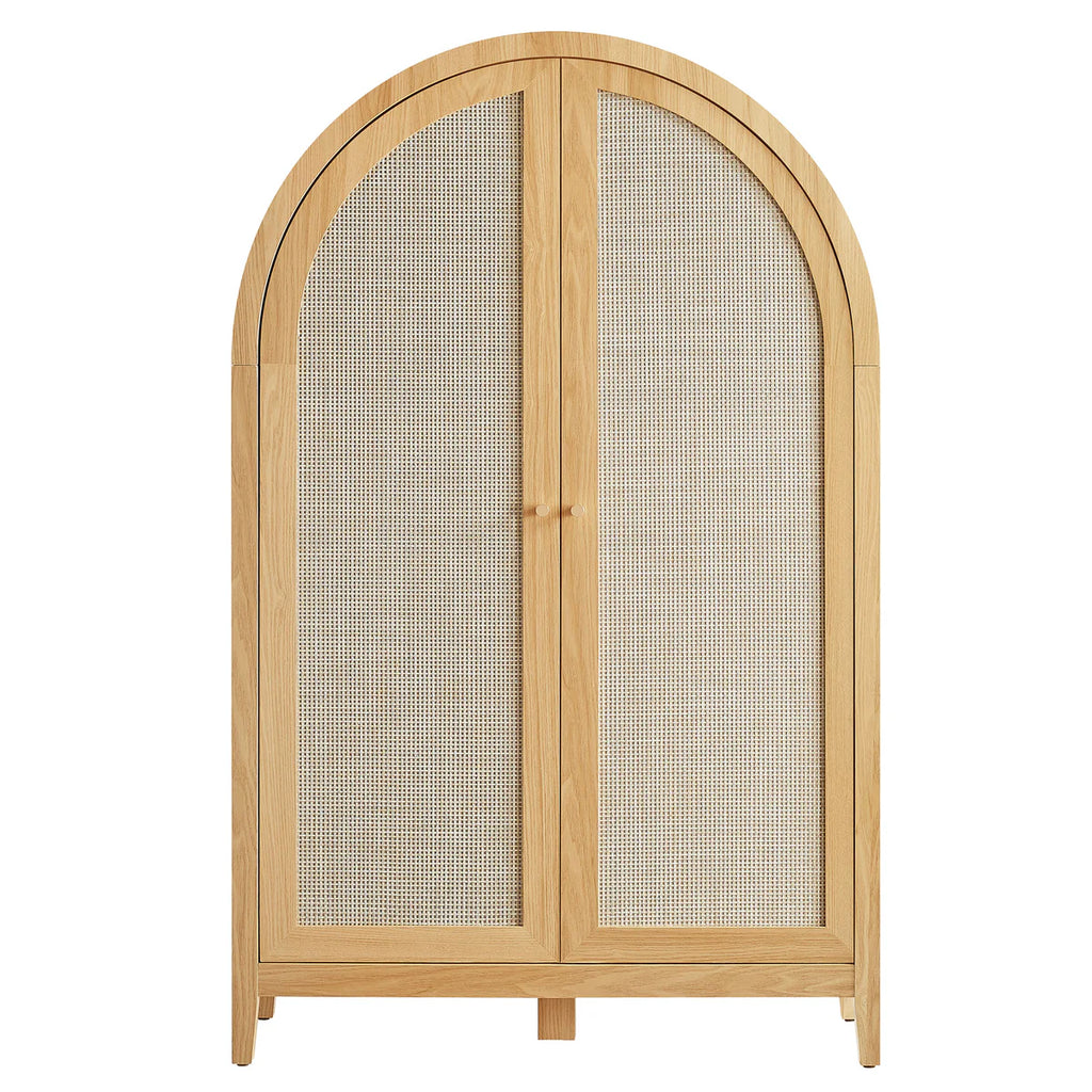Calista 63 Inch Arched Storage Cabinet With Folding Desk