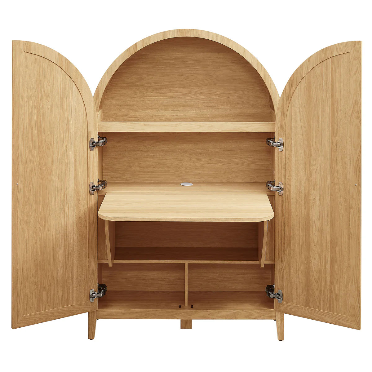 Calista 63 Inch Arched Storage Cabinet With Folding Desk