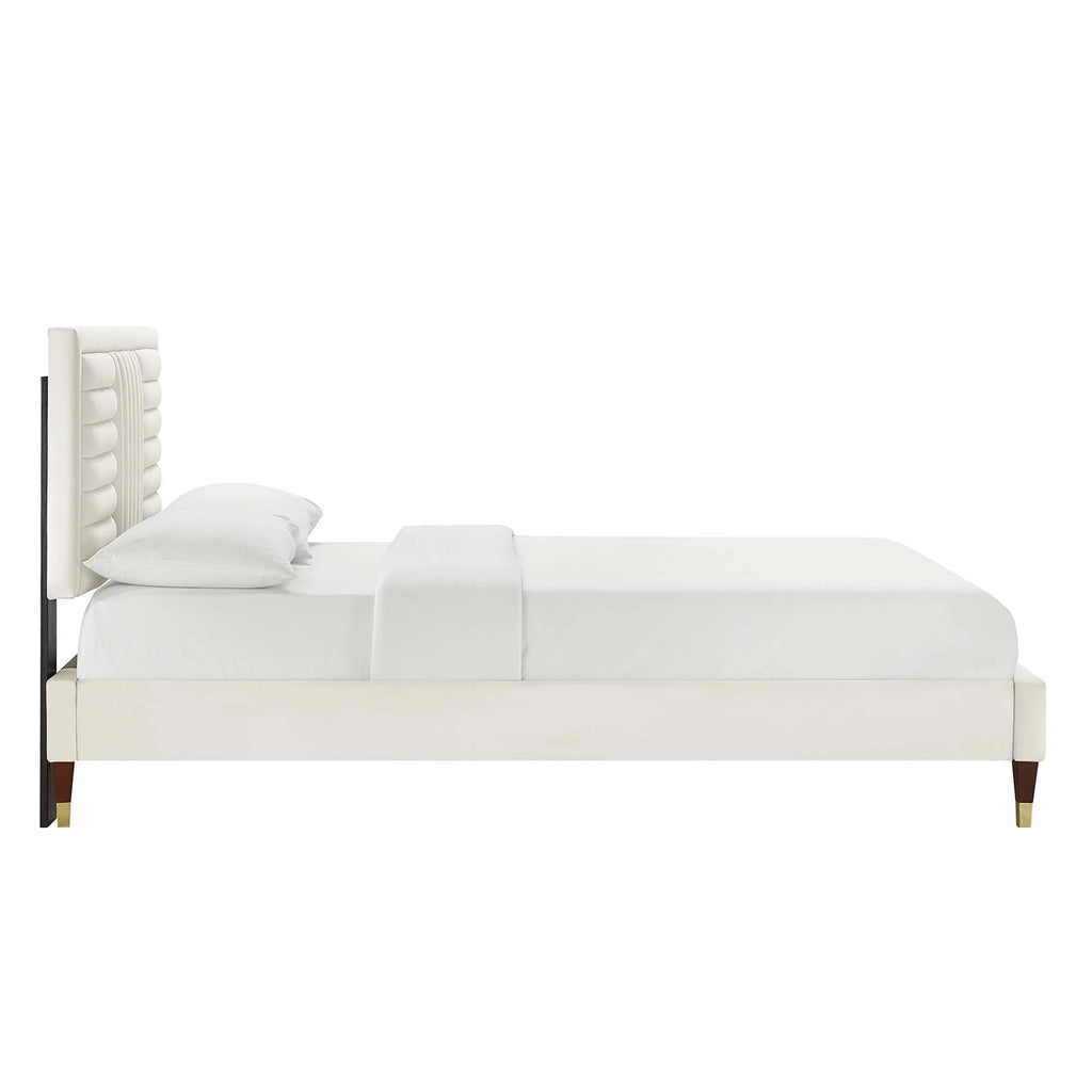 Sofia Channel Tufted Performance Velvet Platform Bed
