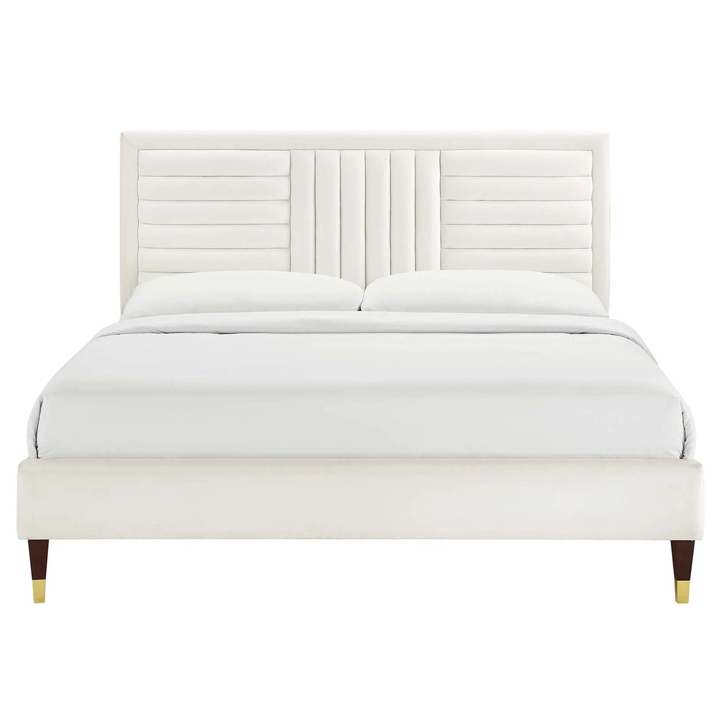 Sofia Channel Tufted Performance Velvet Platform Bed