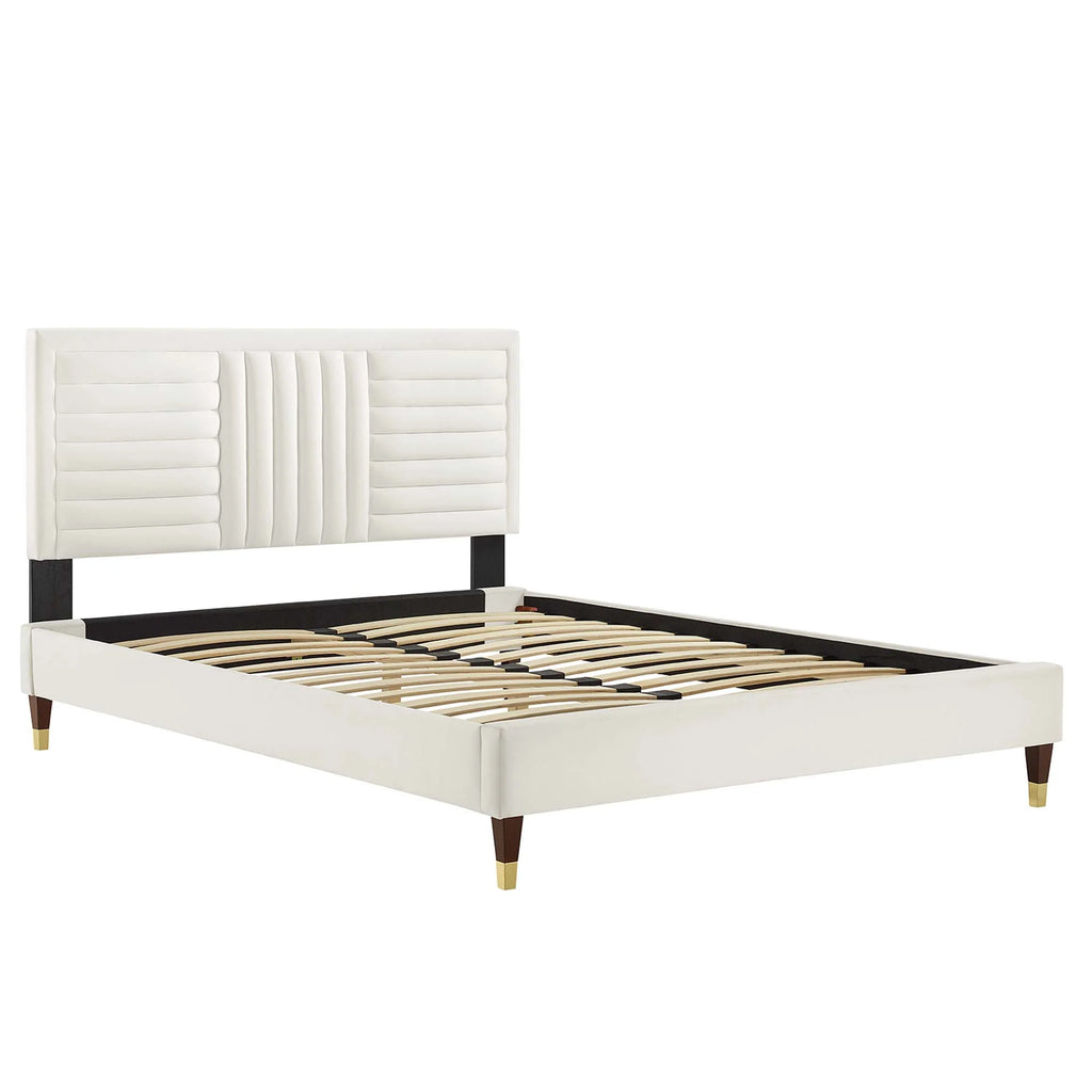 Sofia Channel Tufted Performance Velvet Platform Bed