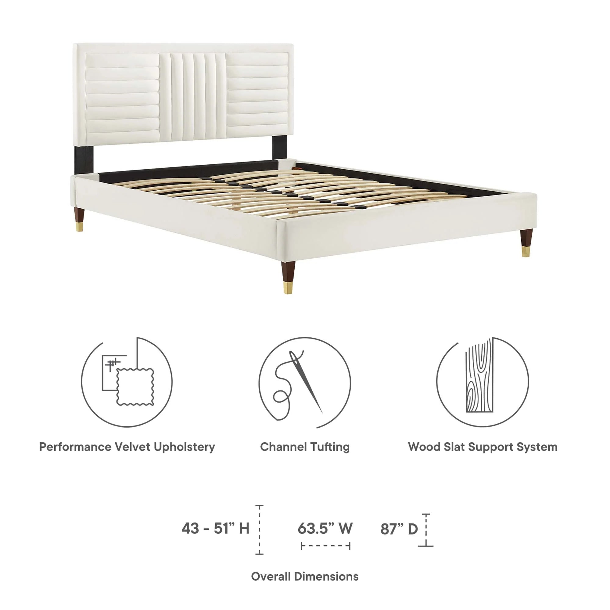 Sofia Channel Tufted Performance Velvet Platform Bed