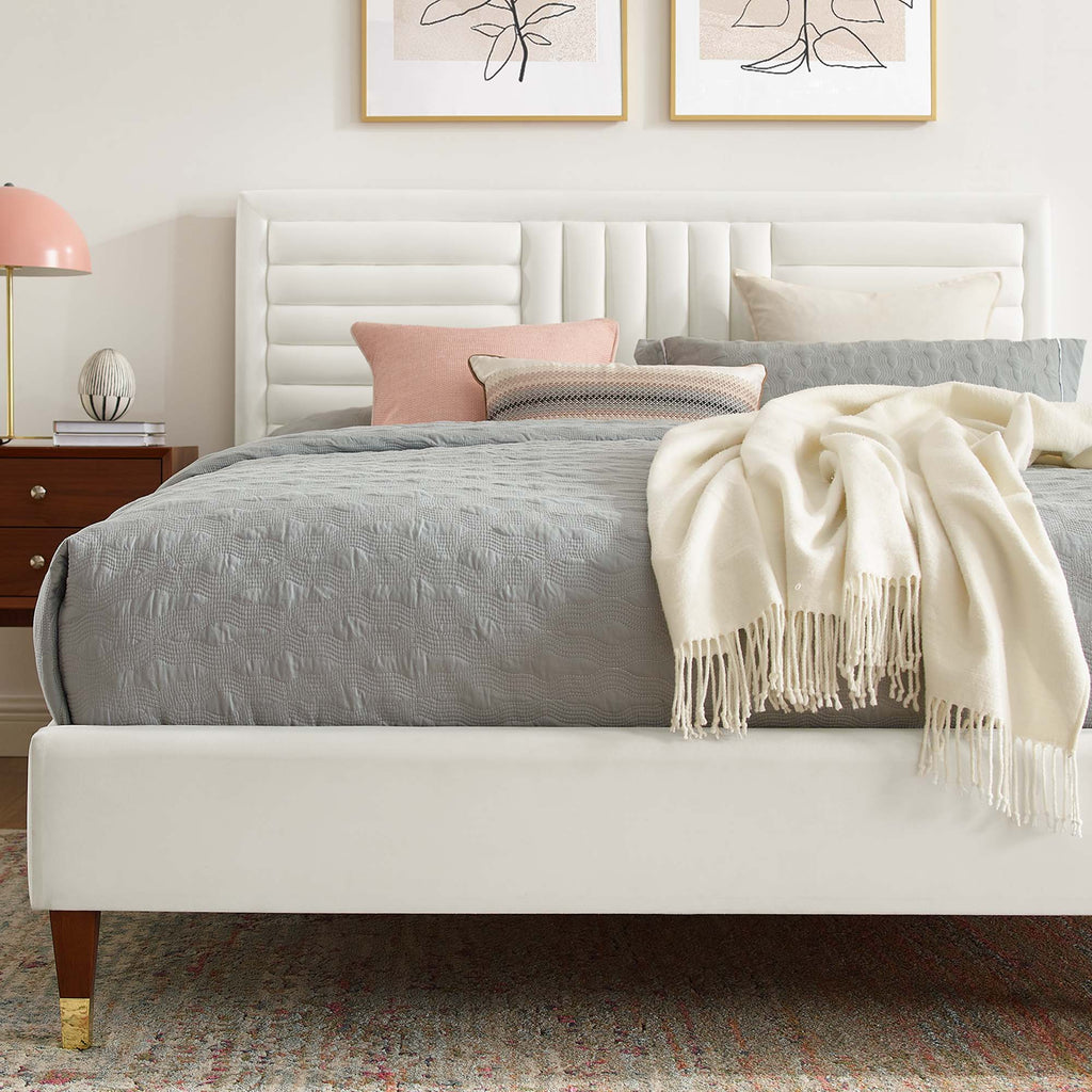 Sofia Channel Tufted Performance Velvet Platform Bed