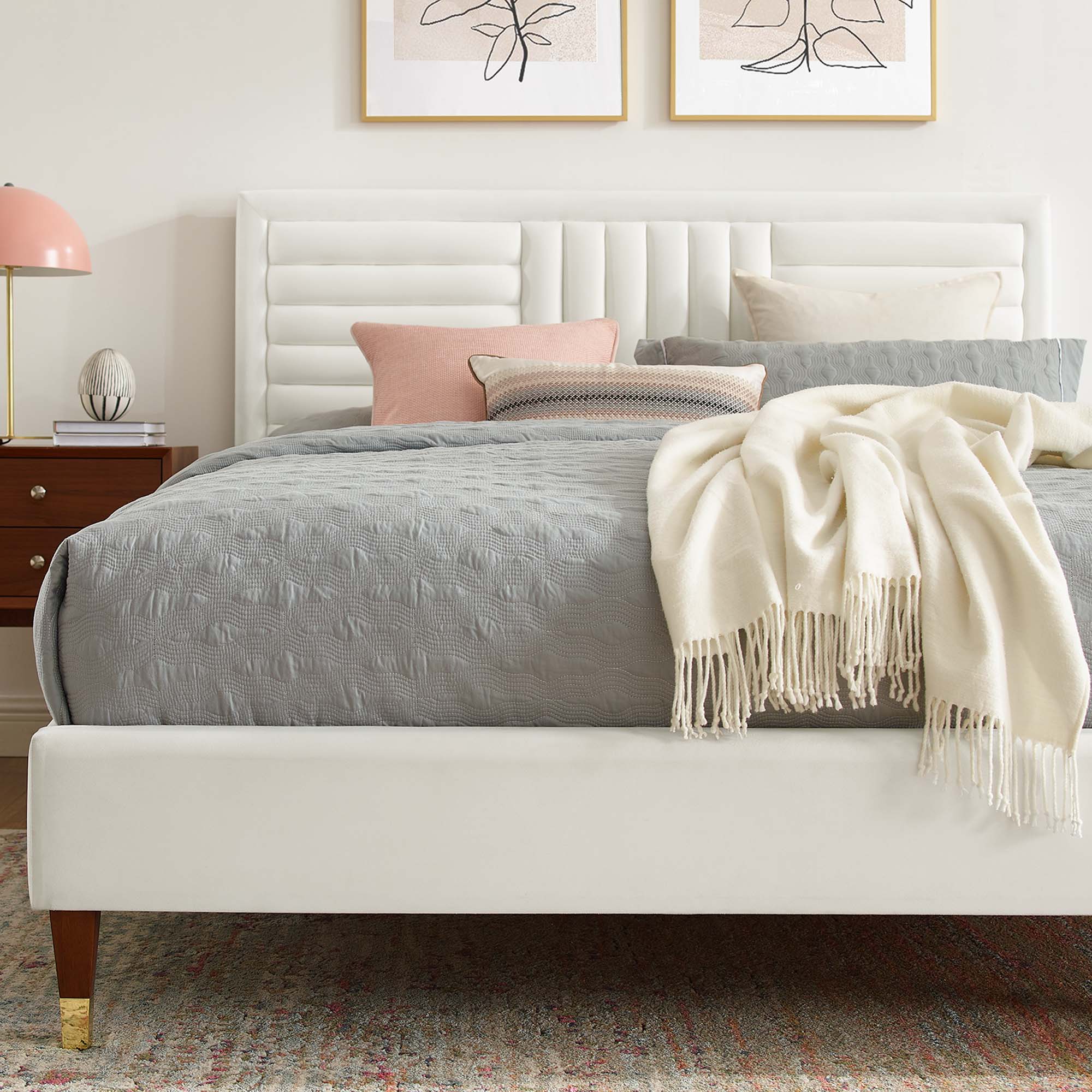 Sofia Channel Tufted Performance Velvet Platform Bed