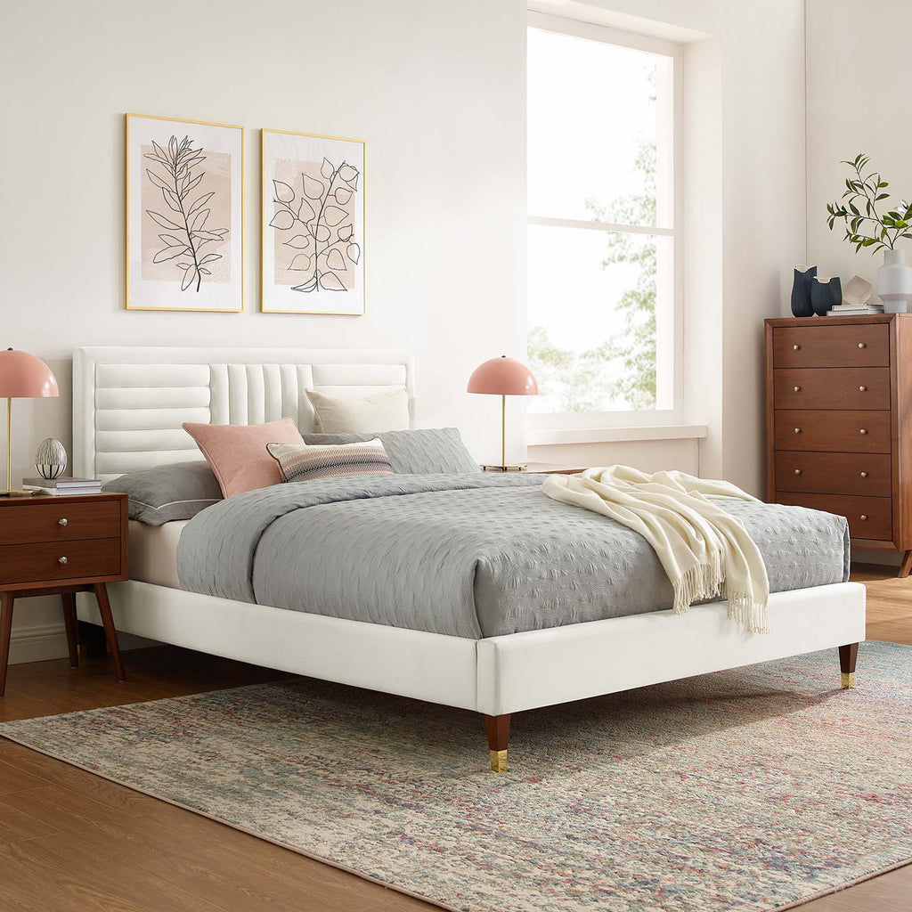 Sofia Channel Tufted Performance Velvet Platform Bed