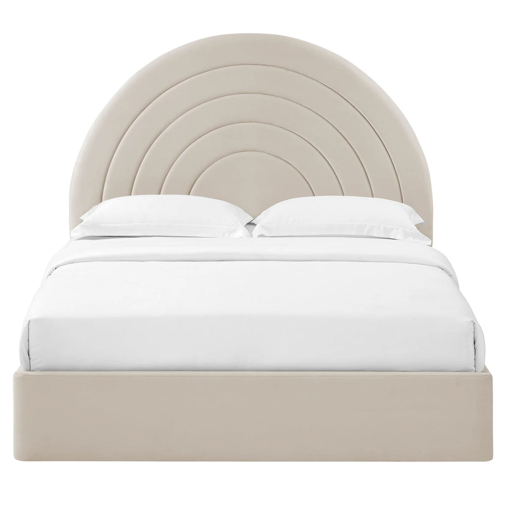 Solana Arched Performance Velvet Platform Bed