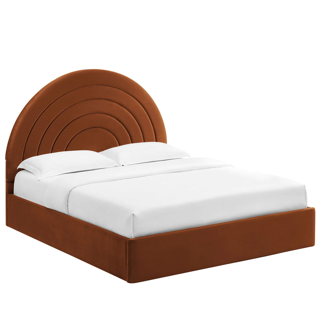 Solana Arched Performance Velvet Platform Bed