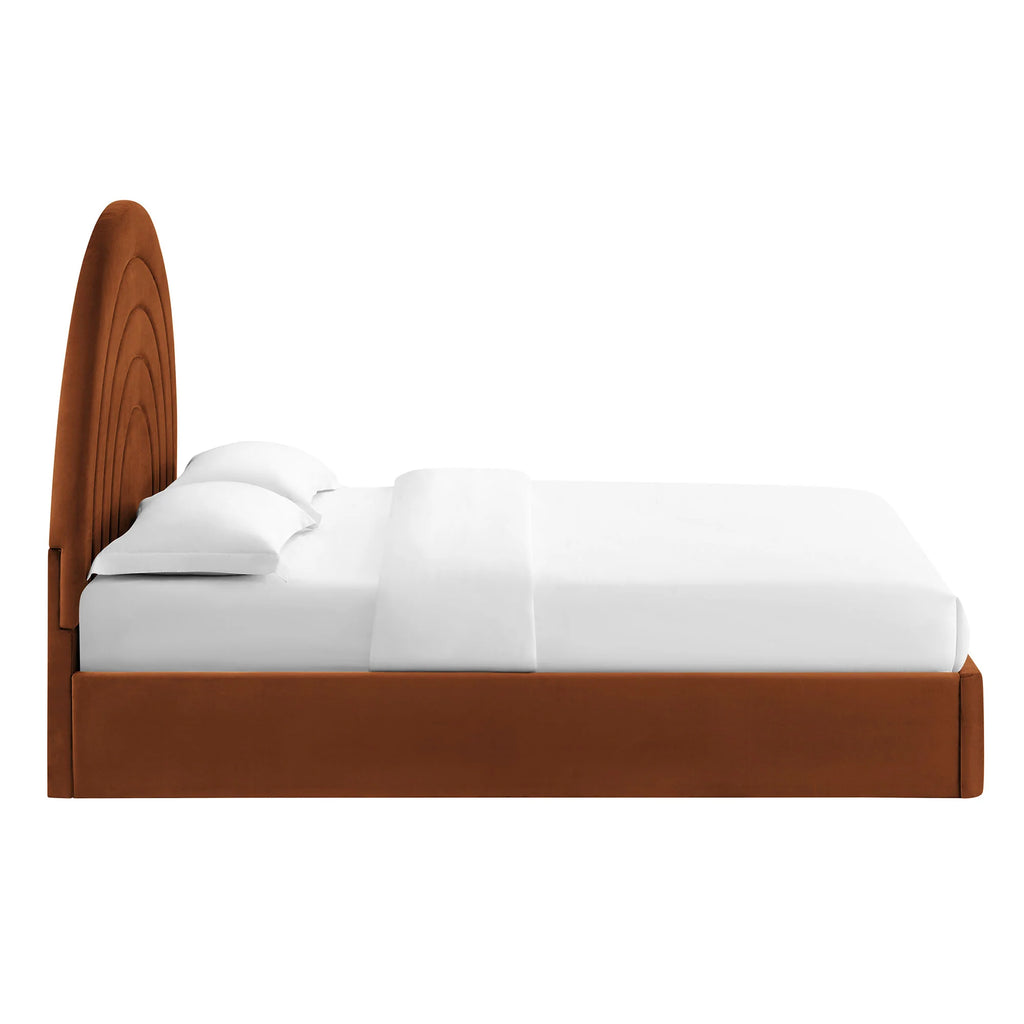 Solana Arched Performance Velvet Platform Bed