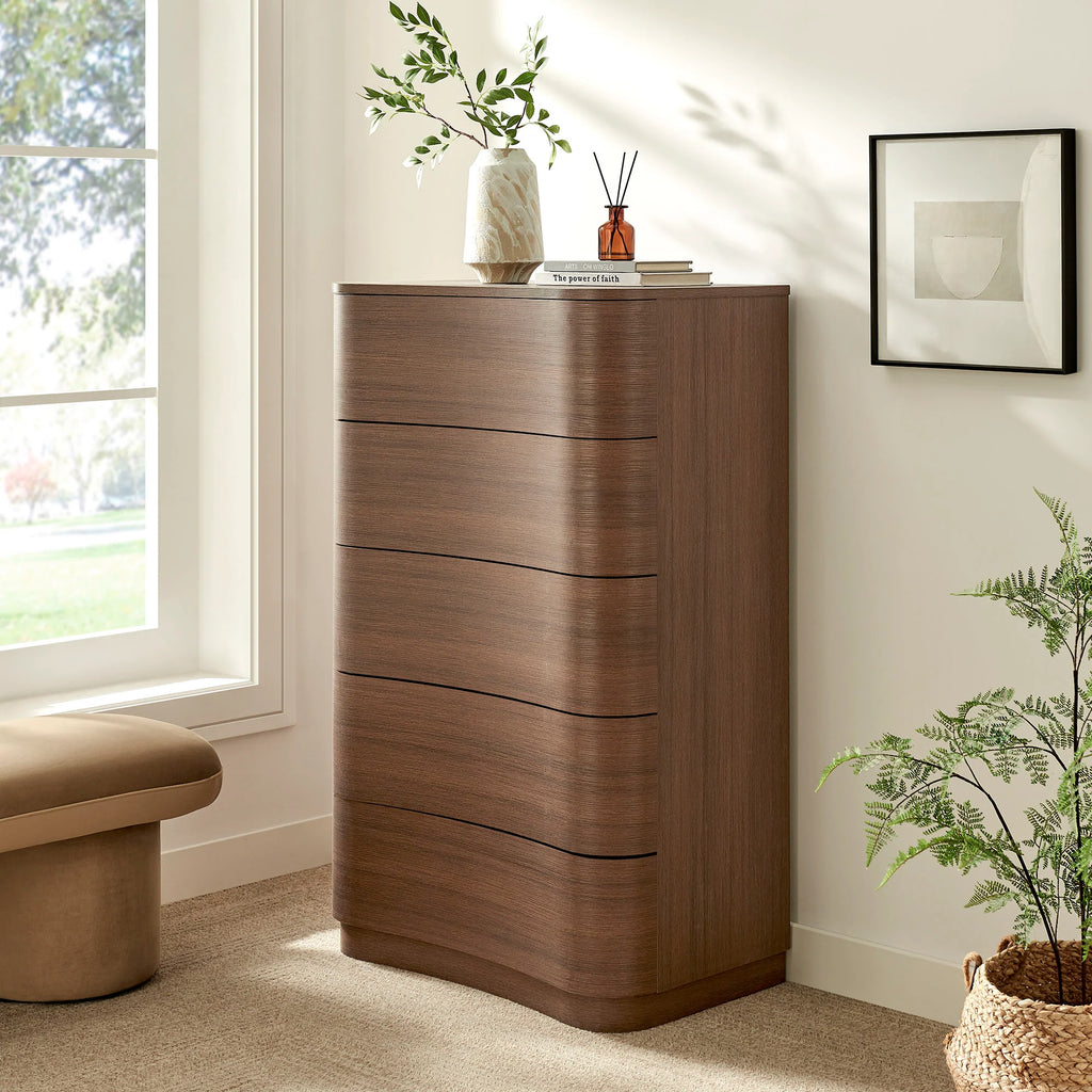 Mirae 5-Drawer Curved Dresser Chest