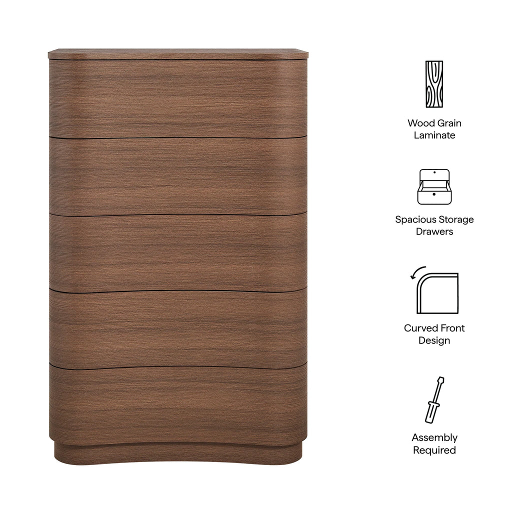 Mirae 5-Drawer Curved Dresser Chest