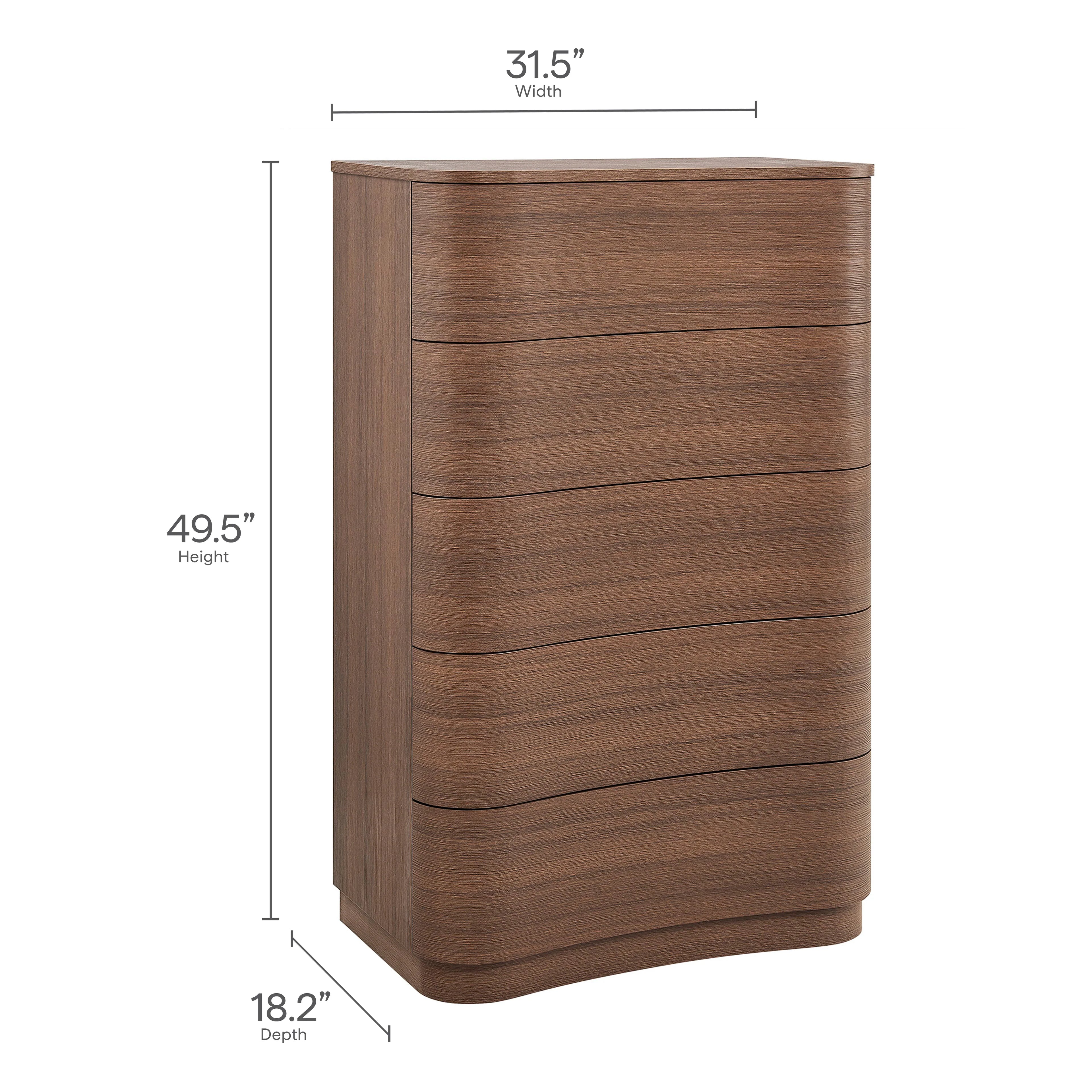 Mirae 5-Drawer Curved Dresser Chest